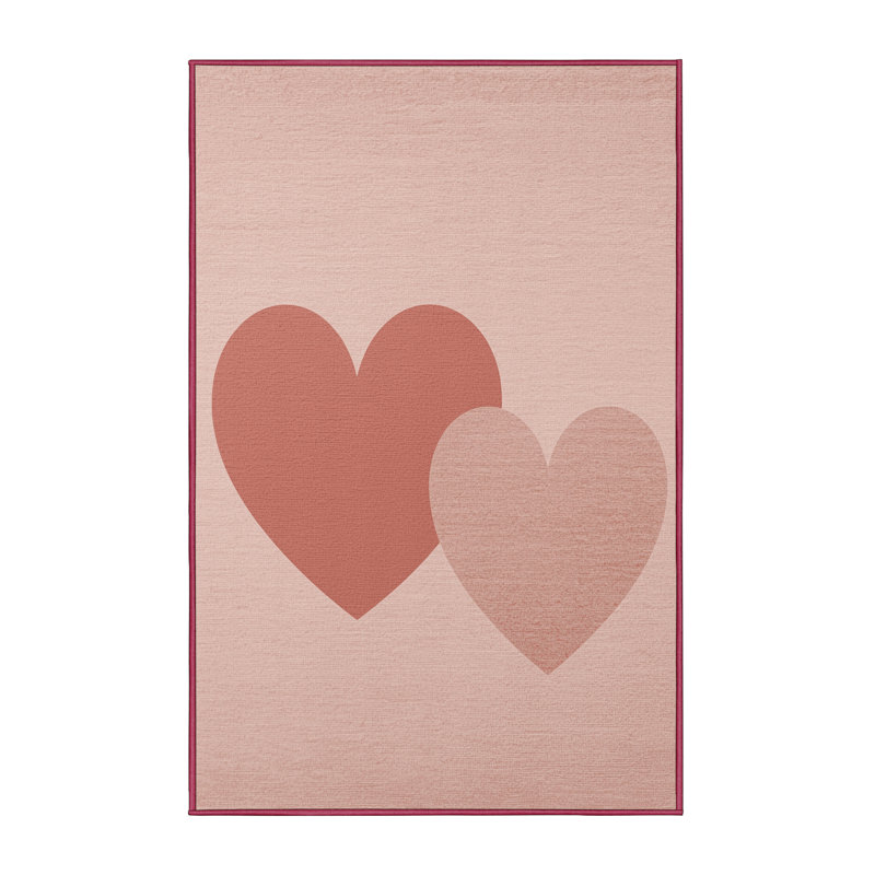 Tapis rose moderne et contemporain lavable à la machine Highbridge Valentines, 7x9