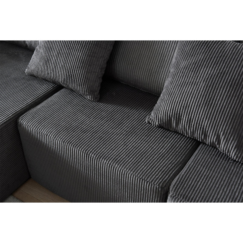 Canapé modulaire en mousse 108,3 po, Velours côtelé gris foncé