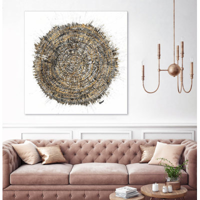 'Mysterious Tree Rings' Fine Art Giant Canvas Print 54"X54" in , White