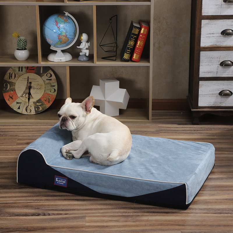 Traversin géant pour chien, L 34 po x P 22 po x H 7 po, Bleu