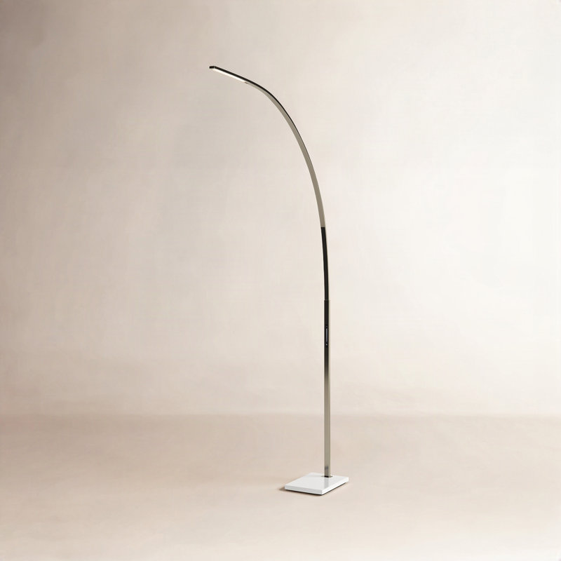 Esmerelda 91'' LED Arched Floor Lamp, Brushed Steel, Brushed Steel/Frosted Diffuser
