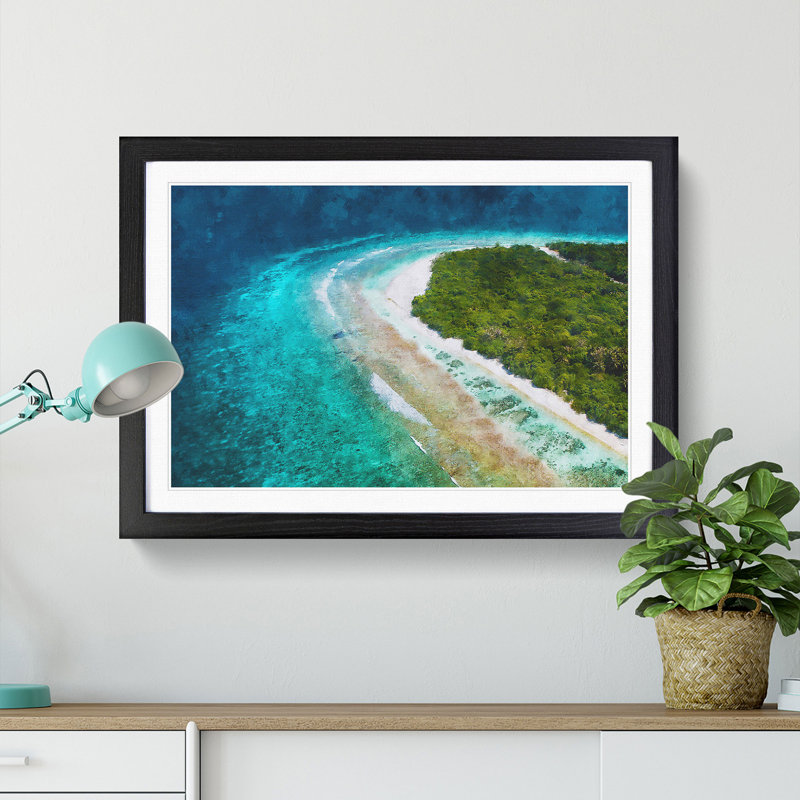 Maldives Beach - Picture Frame Graphic Art Print, 62cm H x 87cm W x 2cm D, Black Framed