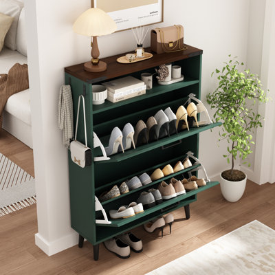 Armoire de rangement pour chaussures Chea, 16 paires avec 2 portes et tablettes réglables
