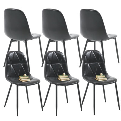Chaise de salle à manger rembourrée en polyuréthane moderne (ensemble de 6)