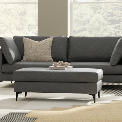 Repose-pieds Ava Mid-Century moderne avec tissu performant et pieds en métal
