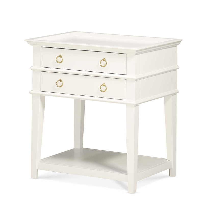 Carmona 2-Drawer Tray Top Nightstand, White
