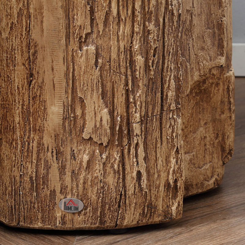 Tree Stump Stool, Decorative Side Table, Concrete End Table With Wood Grain Finish
