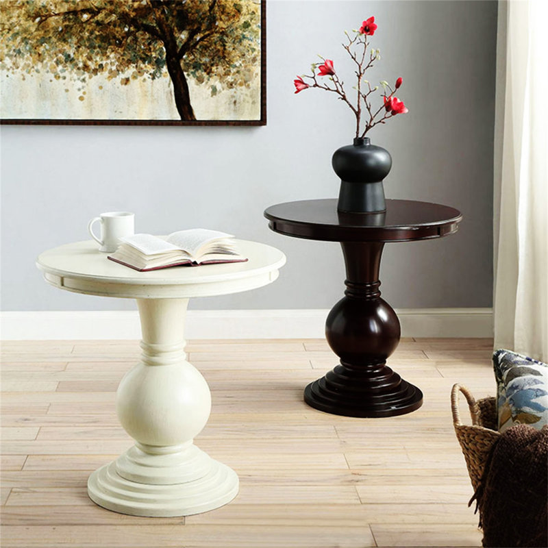 Espresso Accent Table With Pedestal Base