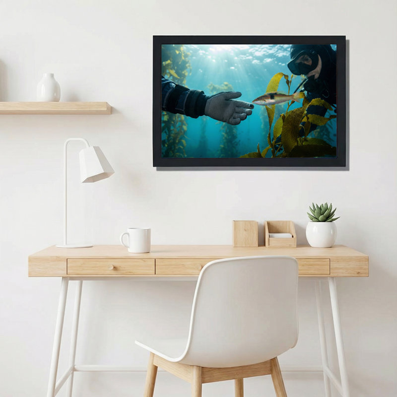 «Underwater Diver and Fish», reproduction d'art sur toile tendue sur toile, ensemble de 1, H 20 po x l 30 po