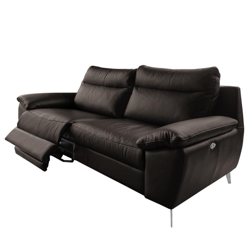 Edema Genuine Leather 2-Seat Reclining Sofa, Dark Brown, 3