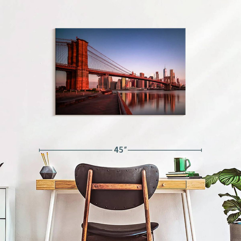Lilie Brooklyn Bridge au lever du soleil, H 24 po x l 36 po