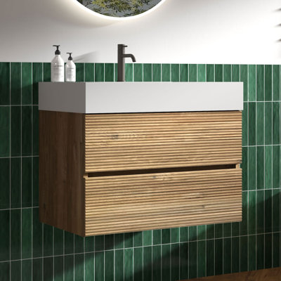 Meuble-lavabo mural avec deux tiroirs à fermeture en douceur