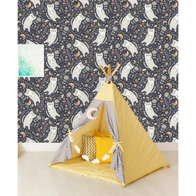 Cute Cat Sleeping Paintable Peel and Stick Wall Mural