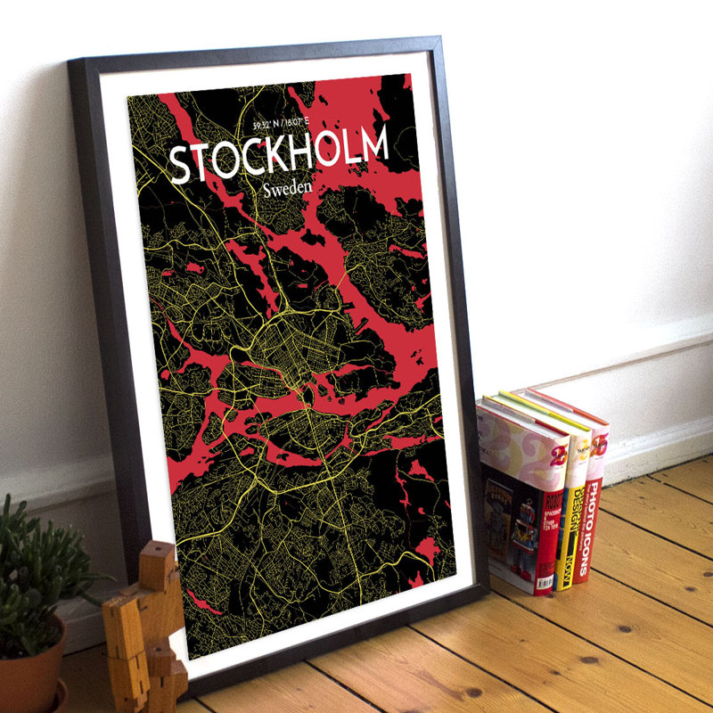 Stockholm City Map - No Frame Print, 43cm H x 28cm W x 0.13cm D