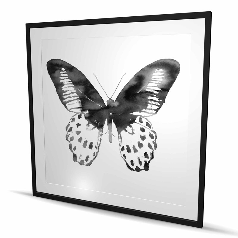 Papillon noir | Impression encadrée de salon, H 48 po x l 48 po, Noir