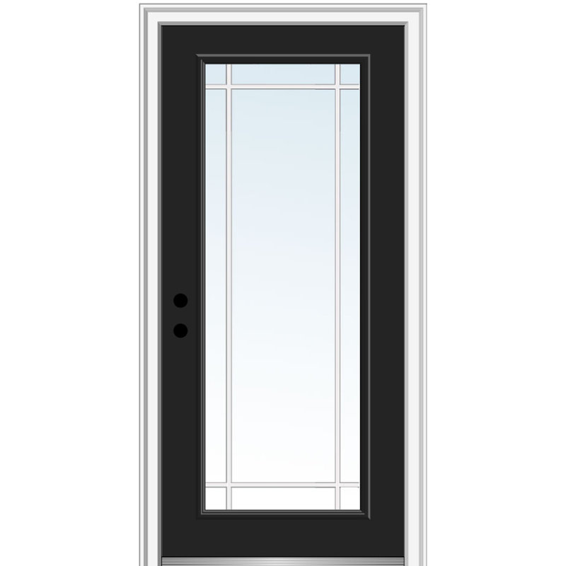 Porte d'entrée Prairie Prairie, Droite / vers l'intérieur, H 81,75 po x l 30 po x P 4,56 po, Blanc brillant