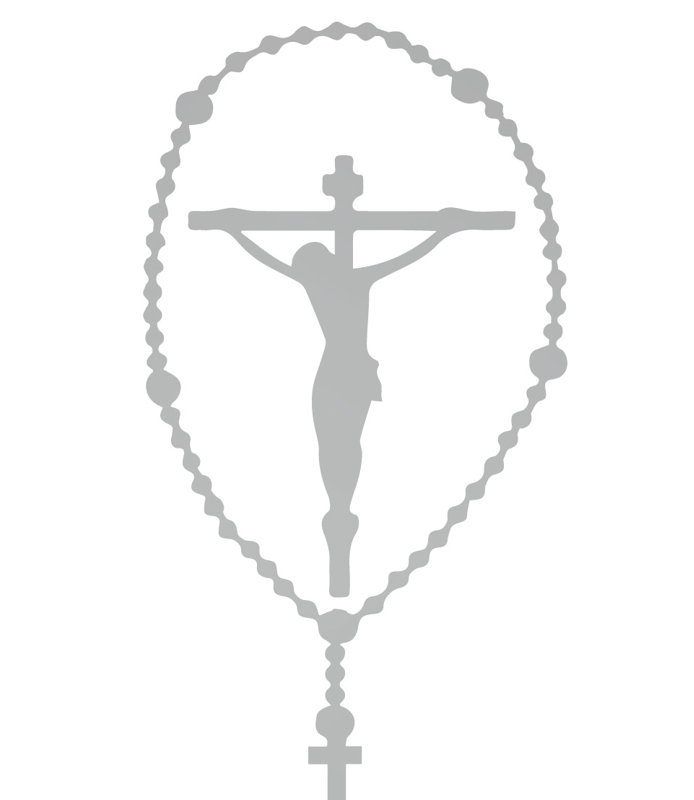 Décalcomanie murale crucifix rosary, H 30 po x l 15 po x P 0,01 po, Argent
