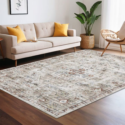 Tapis de chambre à coucher lavable et antidérapant à motif floral