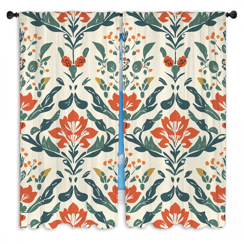 Rideaux de fenêtre à motif nature avec drapeaux de campagne française - 2 panneaux, L 20 po x L 52 po