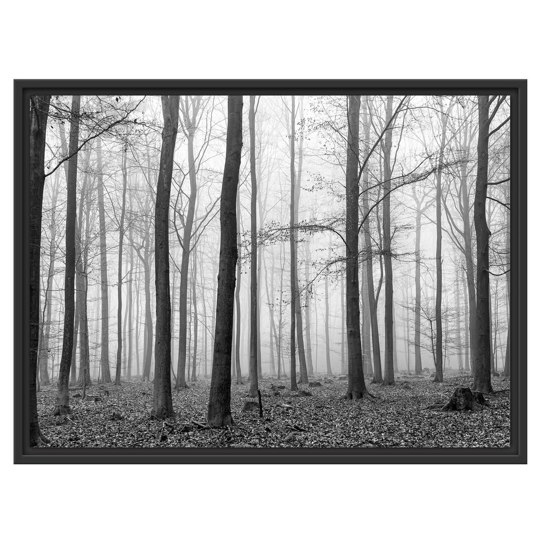 Gerahmtes Wandbild abstrakter Wald Kunst B&W