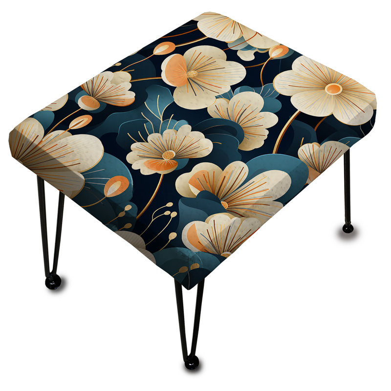 Beige And Teal Floral Elegance Fantasy - Floral Rectangle Ottoman