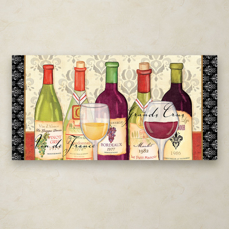 Grand Crus Wine Bottles and Glasses Canvas Art