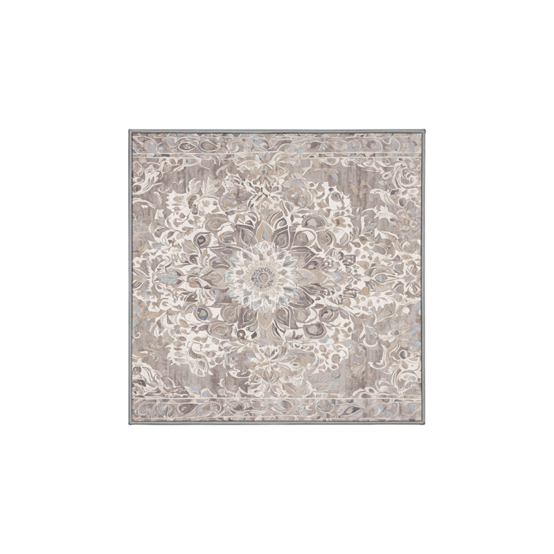 Tapis gris soyeux et moelleux, Carré 6 pi