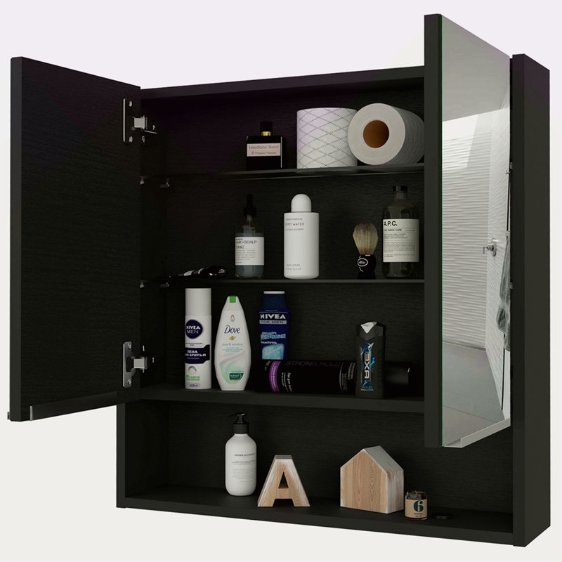Pharmacie 24 "avec miroir, une tablette, Noir