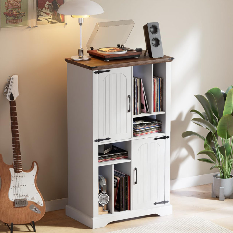 47" Farmhouse Bookshelf With Barn Doors, White