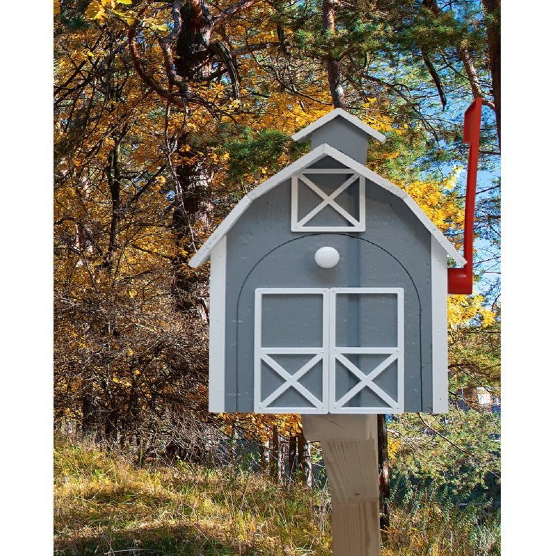 Amish Mailbox + Post Set, Gray, Gray