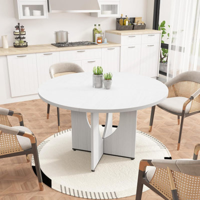 Table de salle à manger 47 "pour 4 à 6 personnes - Table de ferme moderne avec pieds réglables, table de salle à manger