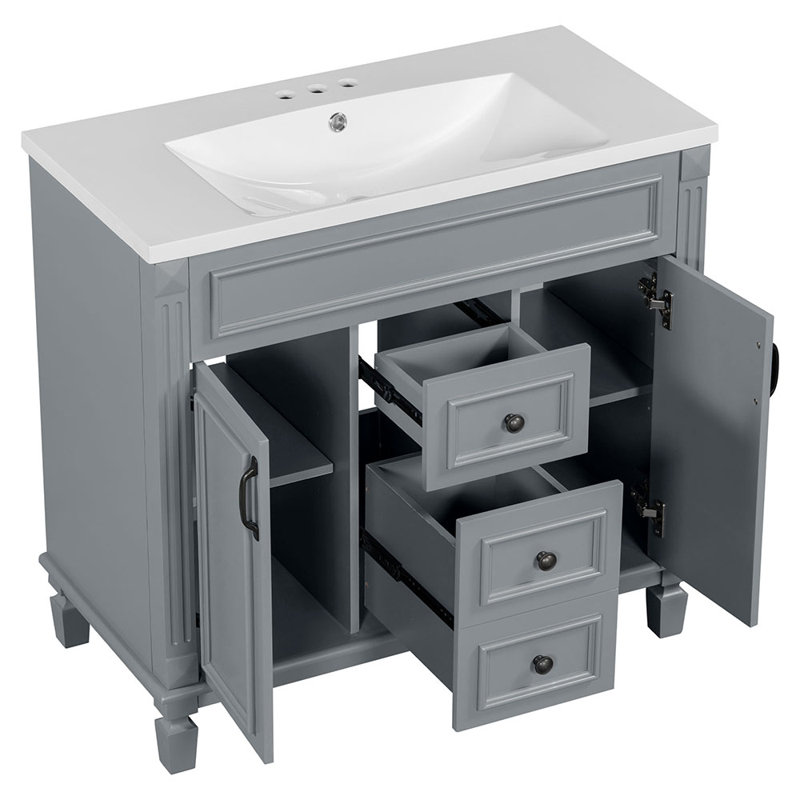 Meuble-lavabo simple 36 po avec comptoir 36 po, Gris
