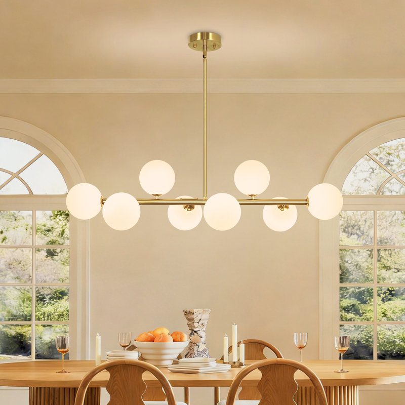 Lustre en verre bullé à 8 lumières à intensité variable moderne Spoutnik pour salle à manger