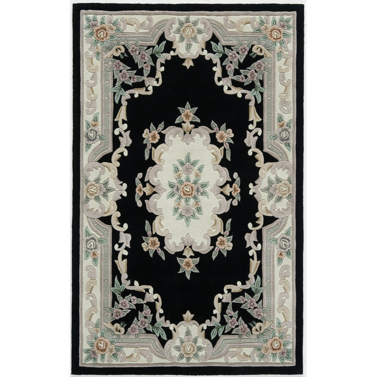 Aubusson Traditional Black Area Rug