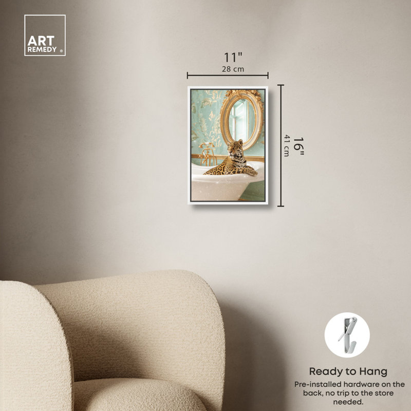 Art de salle de bain Jaguar, Cadre blanc, H 16 po x l 11 po