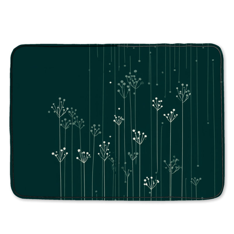 Tapis de bain Wildflowers, Simple - L 24 po x l 17 po, Motif floral vert