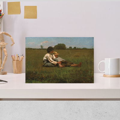 Boys In A Pasture, 1874 Classic Abstract Contemporary Landscape Spring Wall Art Print by Winslow Homer - Wrapped Canvas Print