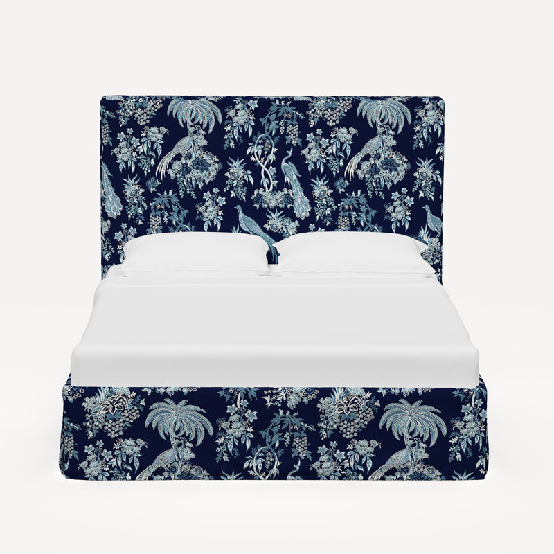 Shona Bed, Jr Daman Blue Foral Linen, Full