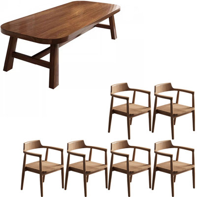 American style retro solid wood dining table set.