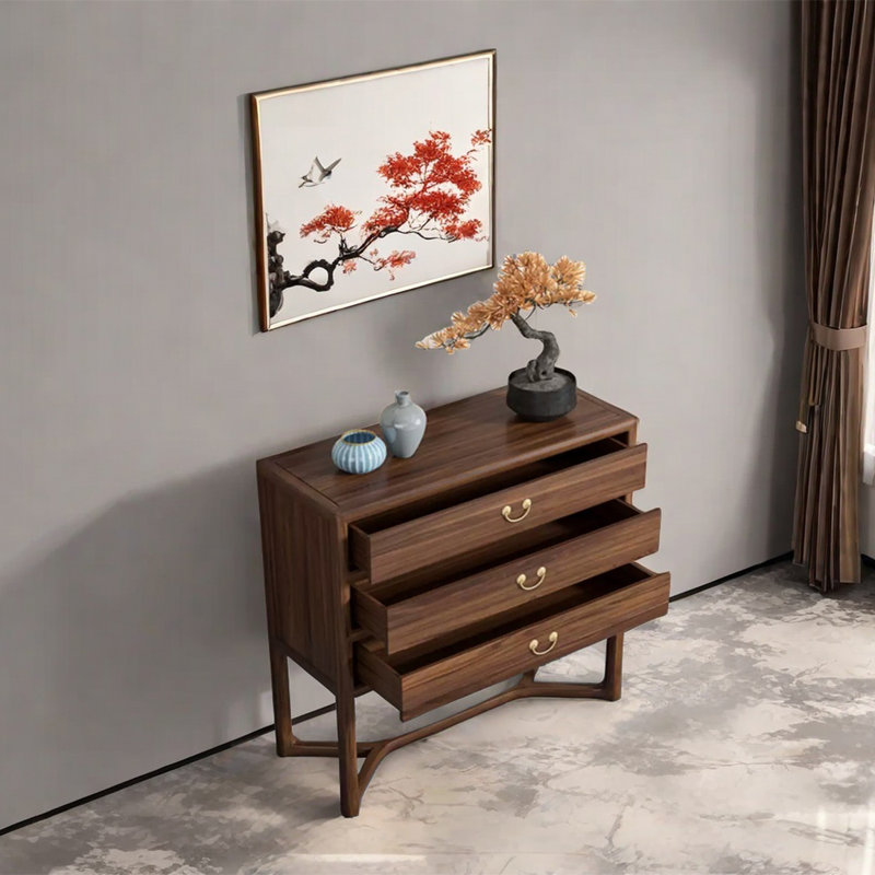 Armoire classique à trois tiroirs en bois massif, H 38,58 po x l 38,58 po x P 14,96 po