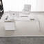 Bureau rectangulaire en bois manufacturé blanc + cuir avec 3 tiroirs-109306616