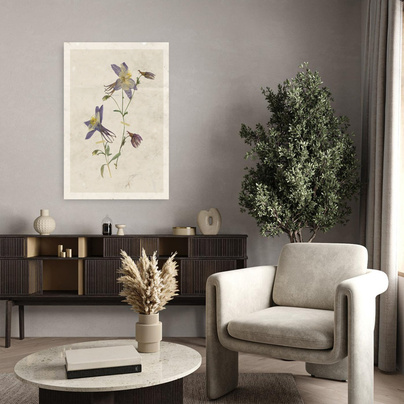 Art mural fleur pressé Columbine II, H 36 po x l 24 po