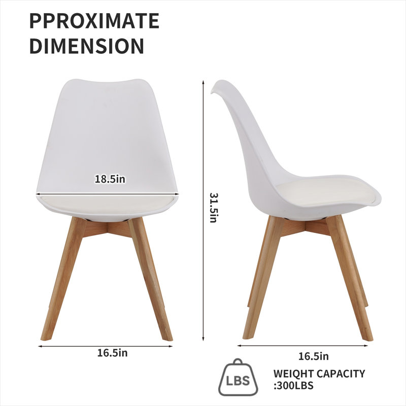 Ensemble de 4 chaises d'appoint en similicuir de ton blanc avec pieds en bois massif, ensemble de 4