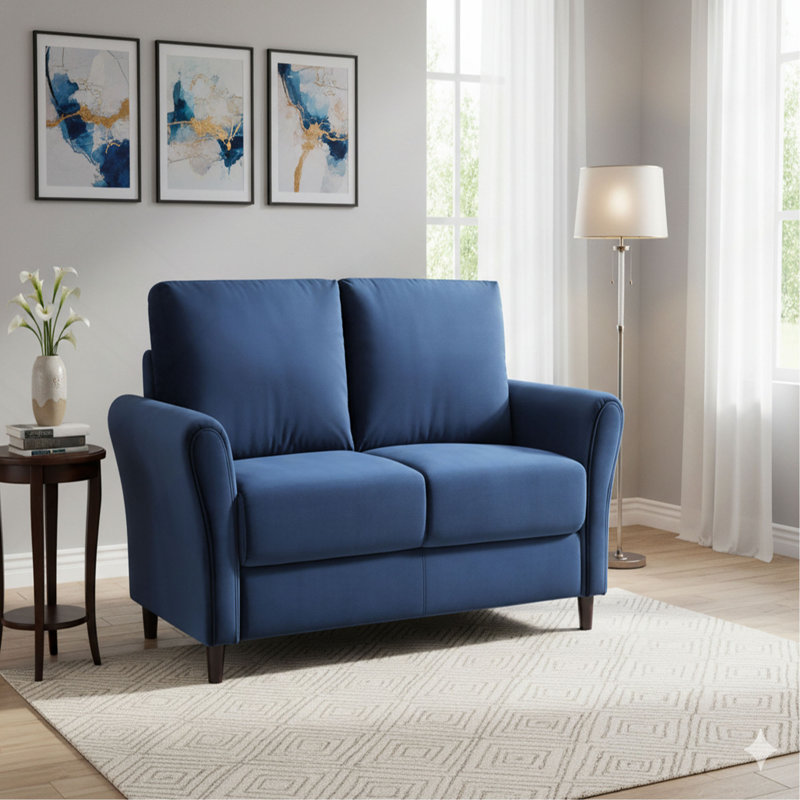 Canapé Patricia, Polyester bleu foncé