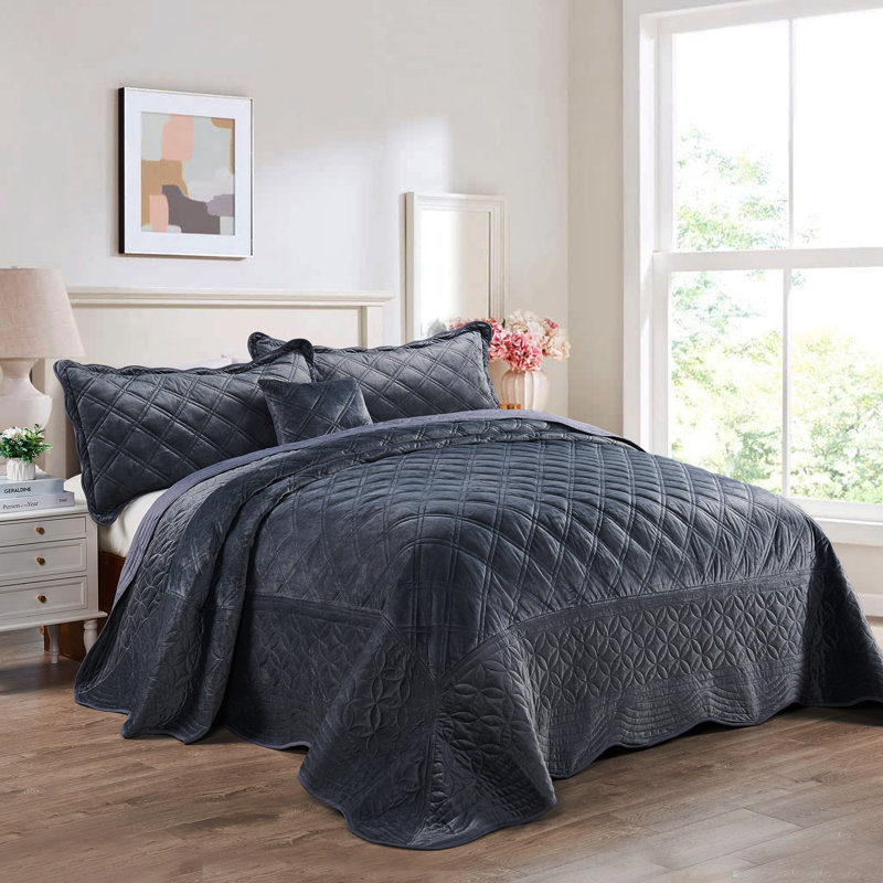 Ensemble de couette surdimensionné de 4 pièces en microfibre douce, Couette queen + 2 taies d'oreiller standard + cous