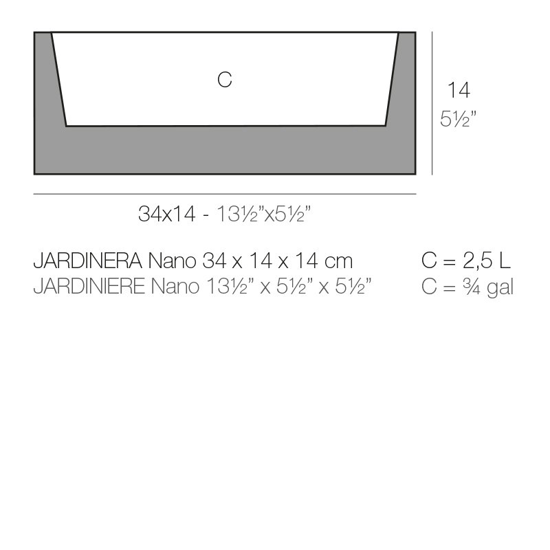 Jardiniere Resin Planter Box, 5.5" H x 13.5" W x 5.5" D