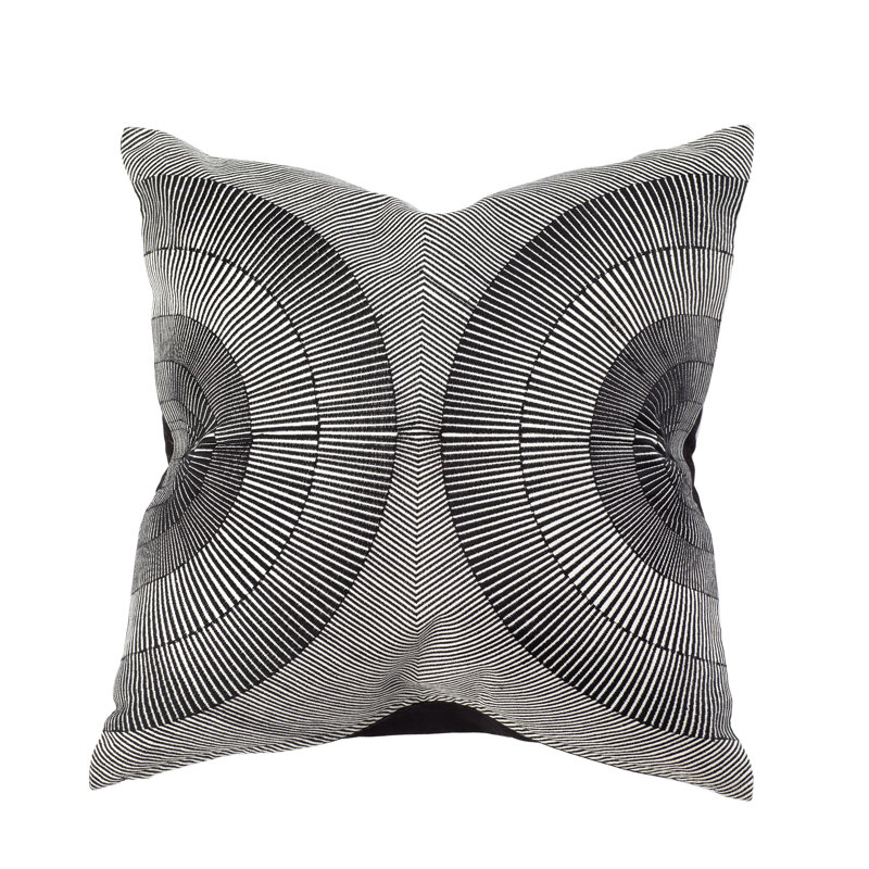 Coussin Radial - noir / blanc, Gris / blanc