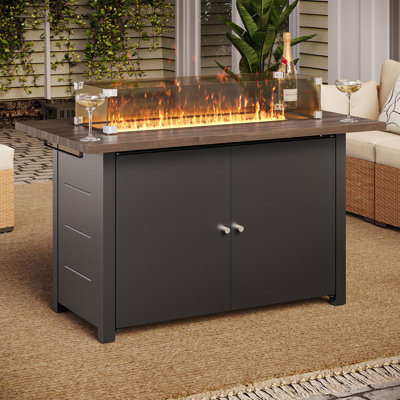 Underclift 43" W x 24" D Patio Propane 55000 BTU Fire Pit Table with Lid