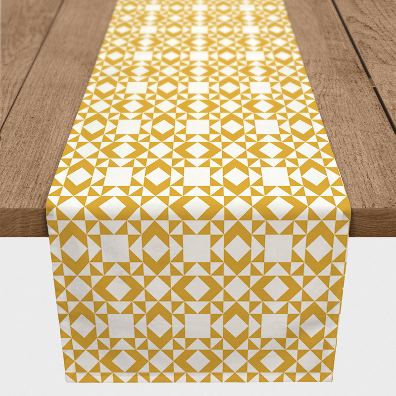 Vaishnavi Abstract Table Runner, 16" L x 90" W, Yellow