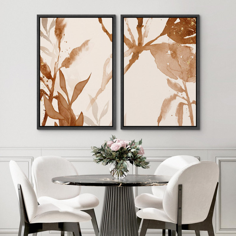 Ensemble aquarelle automne automne fleurs sauvages, impression botanique minimaliste 2 pièces, Noir, H 36 po x l 24 po